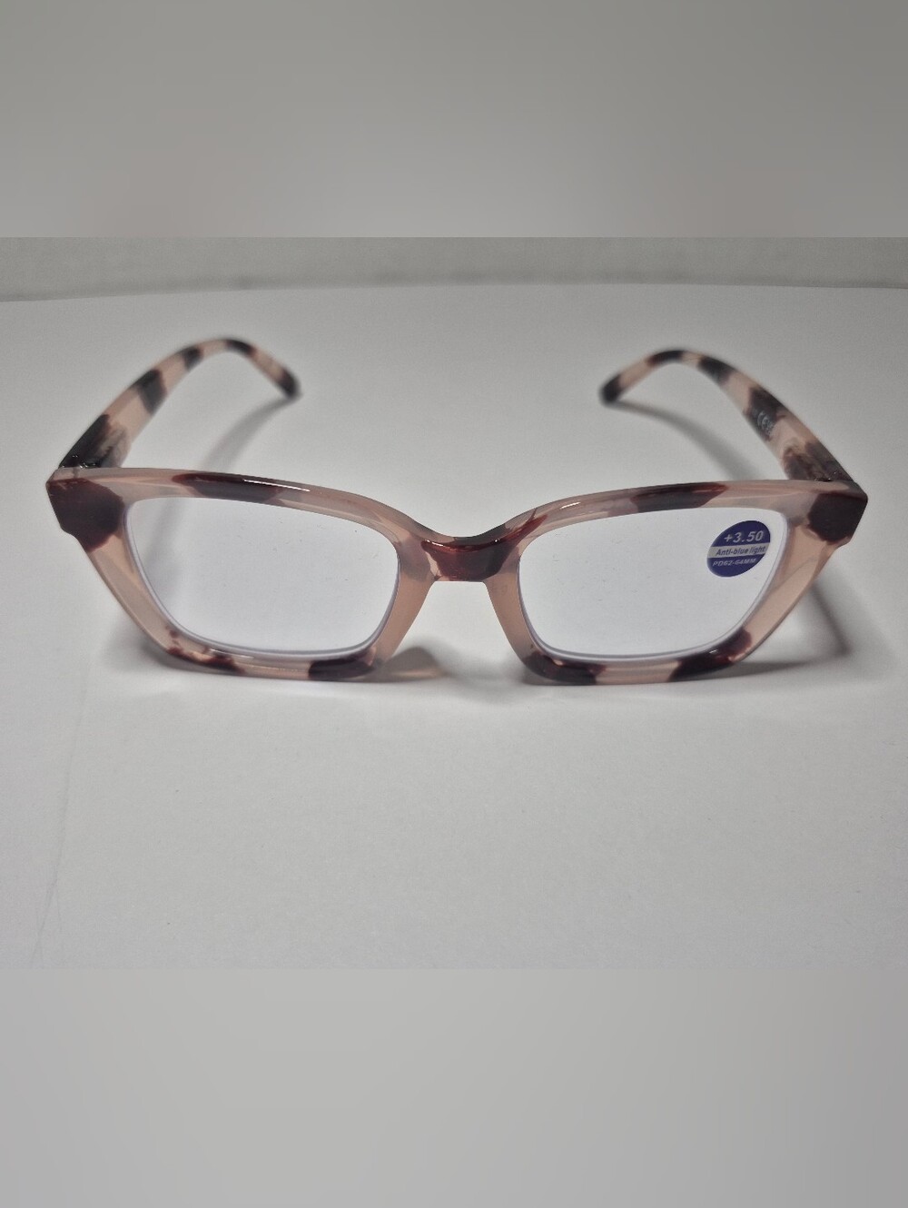 Women's Rectangular Clear Pink Tortoiseshell Reading Glasses